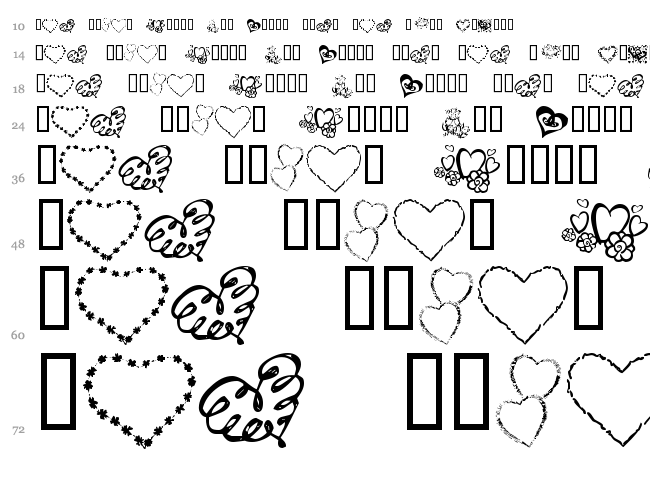 KR All About The Heart font waterfall